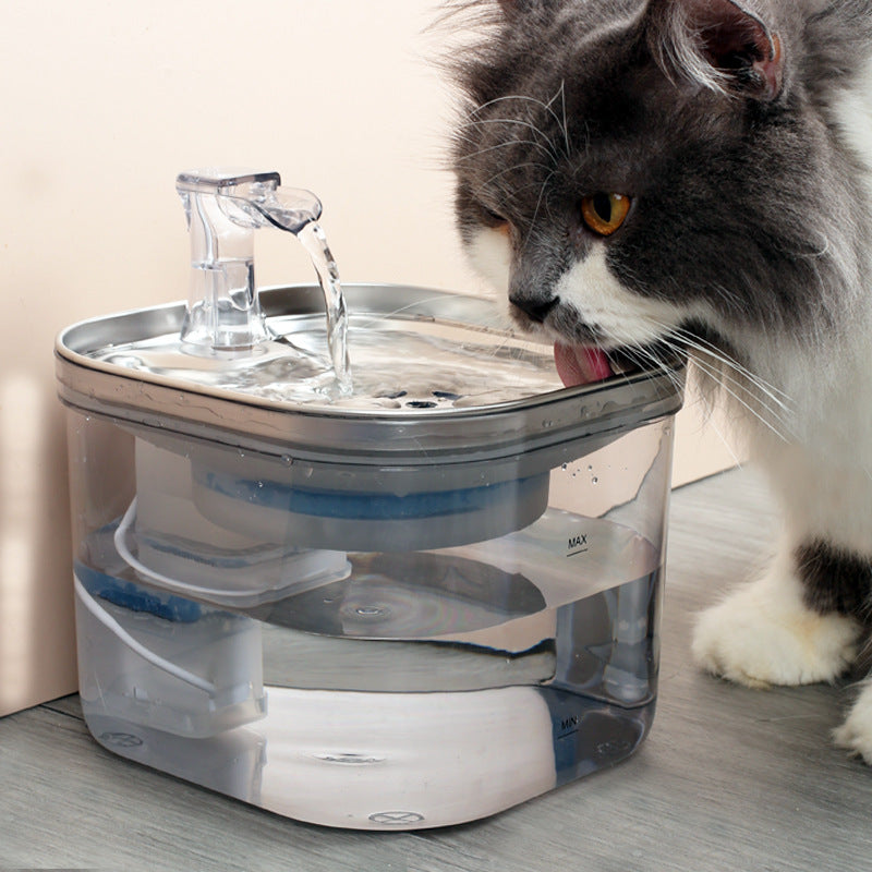 Husdjur Katt Hund Rostfritt Stål Automatisk Cirkulationsvattendispenser Intelligent Fontän Husdjurstillbehör
