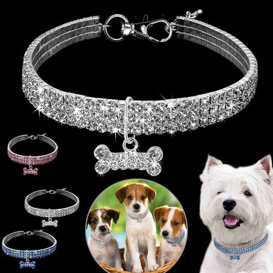Bling Strass Hundhalsband Kristall Valp Chihuahua Husdjur Hundhalsband Koppel För Små Medelstora Hundar Katter