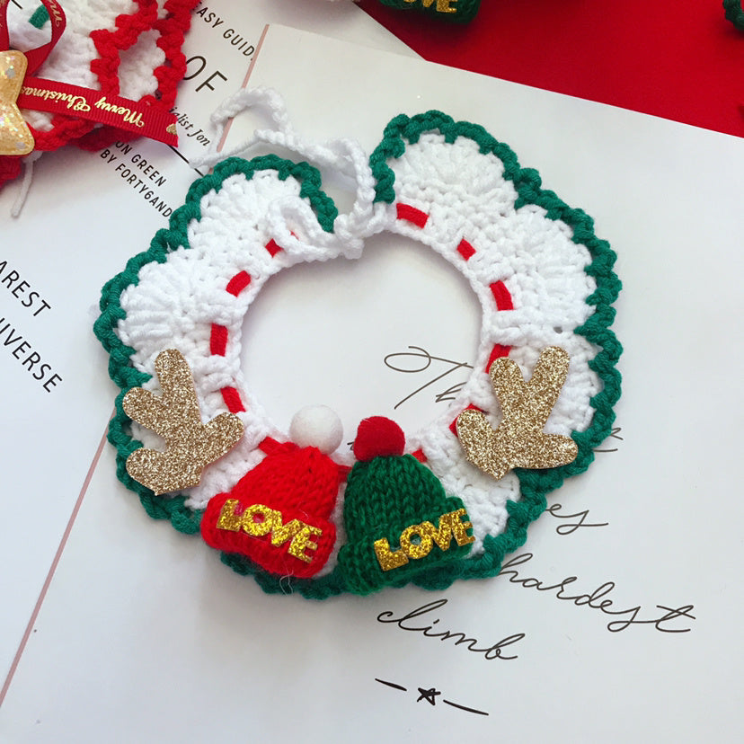 Ullhalsband för husdjur Handvävt halsband Jultillbehör för husdjur