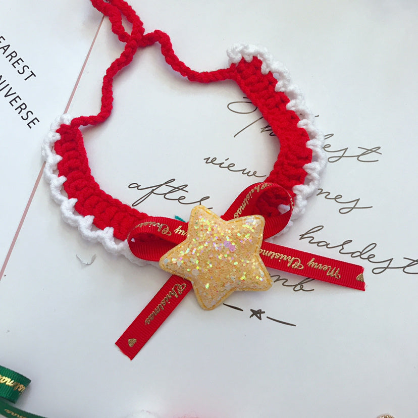 Ullhalsband för husdjur Handvävt halsband Jultillbehör för husdjur