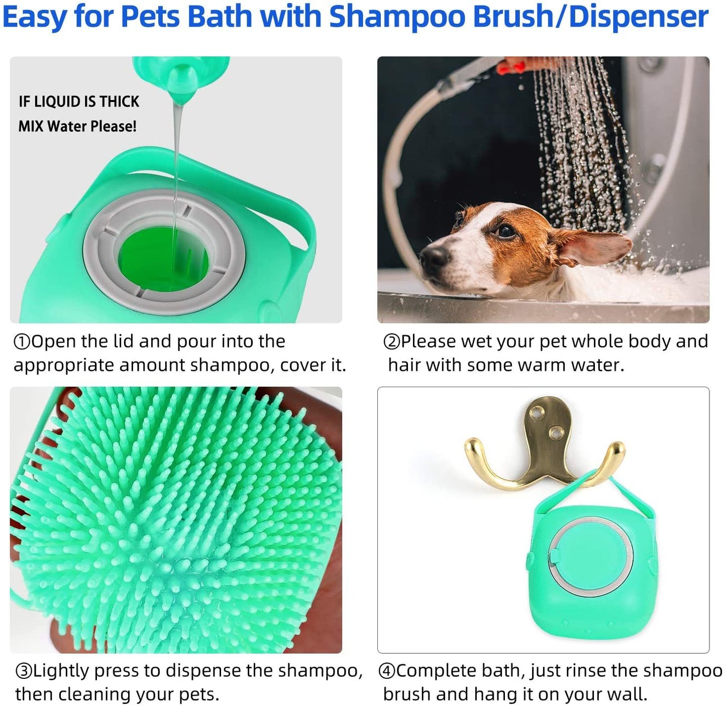 Husdjur Hund Schampo Massageborste Katt Massagekam Grooming Skrubber Duschborste För Bad Kort Päls Mjuka Silikonborstar