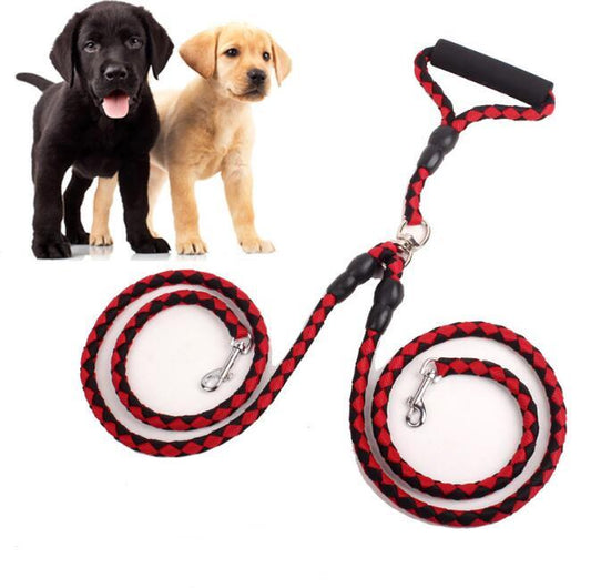 Dubbeländad draglina för att promenera med hunden Handgjord dubbeländad draglina Ett plus två koppelhalsband Husdjurstillbehör Hundhalsband