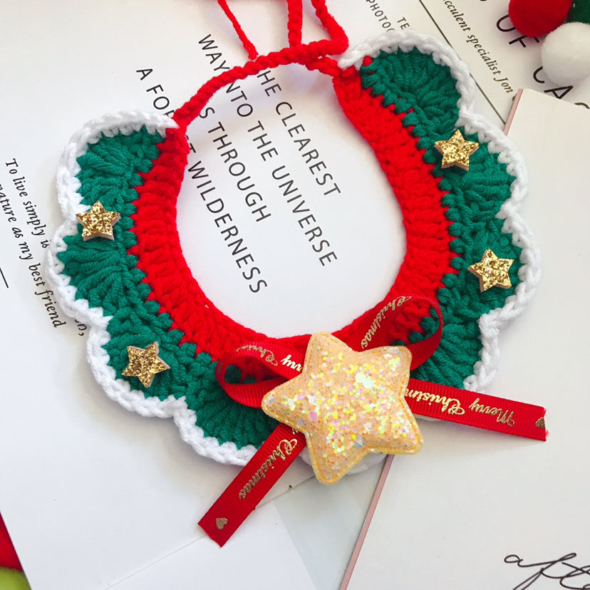 Ullhalsband för husdjur Handvävt halsband Jultillbehör för husdjur
