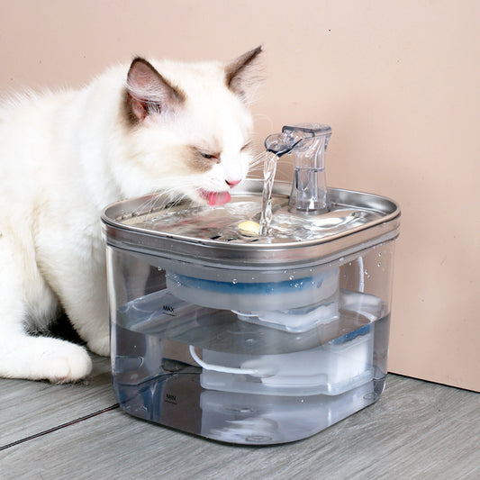 Husdjur Katt Hund Rostfritt Stål Automatisk Cirkulationsvattendispenser Intelligent Fontän Husdjurstillbehör