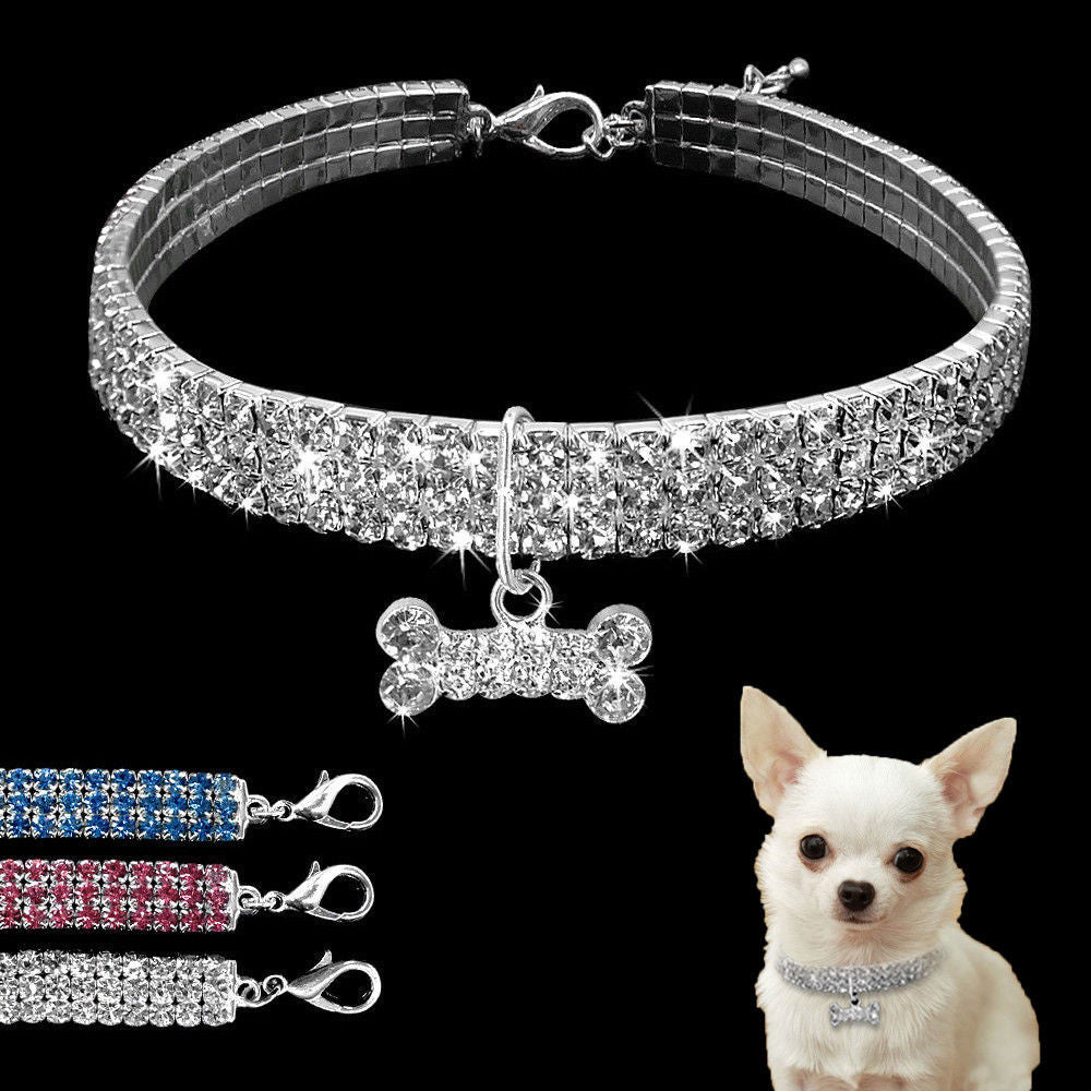 Bling Strass Hundhalsband Kristall Valp Chihuahua Husdjur Hundhalsband Koppel För Små Medelstora Hundar Katter