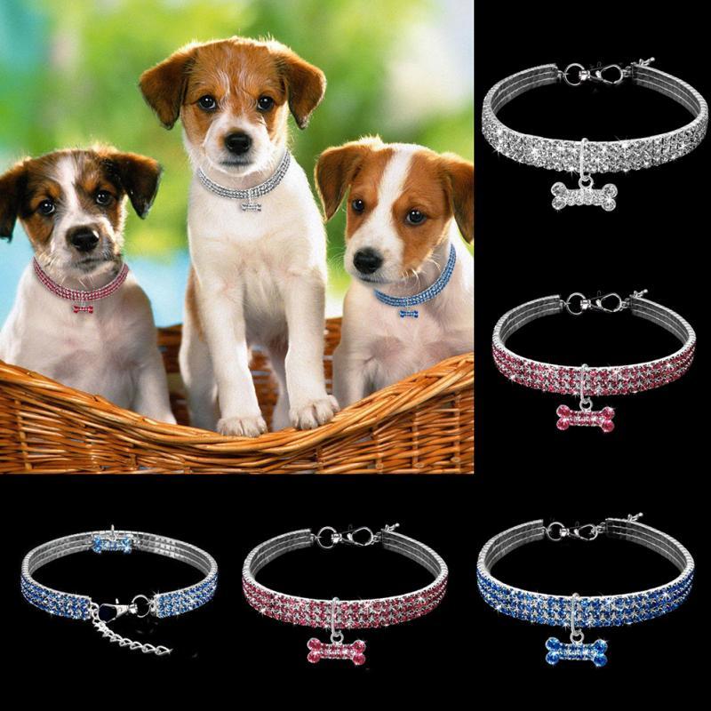 Bling Strass Hundhalsband Kristall Valp Chihuahua Husdjur Hundhalsband Koppel För Små Medelstora Hundar Katter