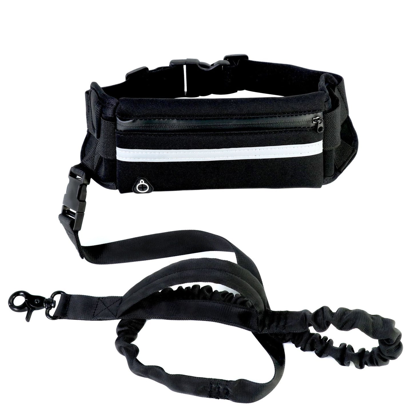 Handsfree hundkoppel för promenader och träning med stötdämpande elastiskt koppel för stora hundar upp till 180 kg, telefonficka och vattenflaskhållare
