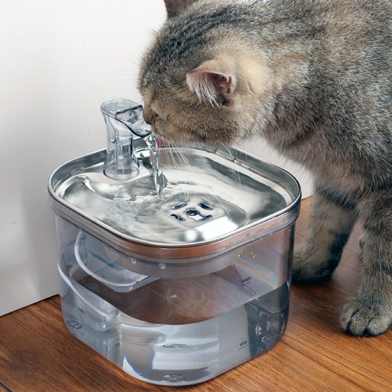 Husdjur Katt Hund Rostfritt Stål Automatisk Cirkulationsvattendispenser Intelligent Fontän Husdjurstillbehör