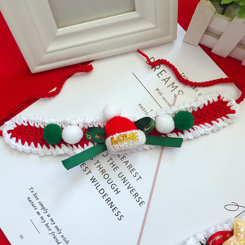 Ullhalsband för husdjur Handvävt halsband Jultillbehör för husdjur